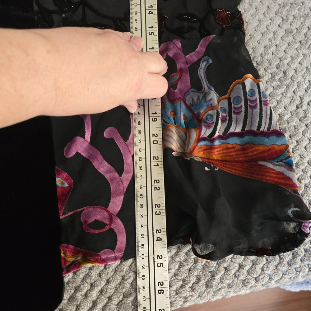 Aris A. Silk Blend Velvet Devore Kimono Cardigan Butterfly Floral 1XL Plus Size - Picture 7 of 10